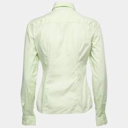 Pre Owned Emporio Armani Lime Green Cotton Button Down Shirt M