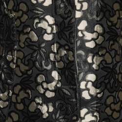 Pre Owned Emporio Armani Black Floral Jacquard Button Front Blazer L