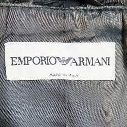 Pre Owned Emporio Armani Black Floral Jacquard Button Front Blazer L