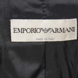Pre Owned Emporio Armani Vintage Black Wool Zip-Up Jacket S