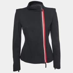 Pre Owned Emporio Armani Vintage Black Wool Zip-Up Jacket S