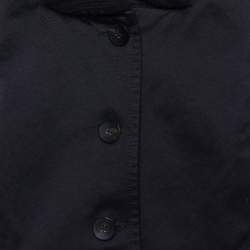 Pre Owned Emporio Armani Black Cotton & Knit Collar Detail Blazer L