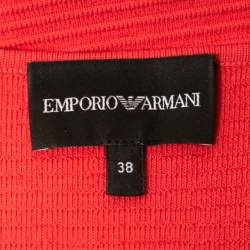 Pre Owned Emporio Armani Red Rib Knit Fit And Flare Dress S