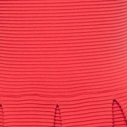 Pre Owned Emporio Armani Red Rib Knit Fit And Flare Dress S