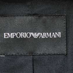 Pre Owned Emporio Armani Black Wool Blend Crepe Single Breasted Blazer M