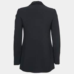 Pre Owned Emporio Armani Black Wool Blend Crepe Single Breasted Blazer M