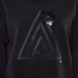 Pre Owned Emporio Armani Black Jersey A Embellished Sweatshirt L