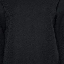 Emporio Armani Black Textured Cotton Blend Split  Back Detail Top M