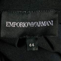 Emporio Armani Black Textured Cotton Blend Split  Back Detail Top M