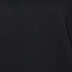 Pre Owned Emporio Armani Black Cotton Knit LogoTrim Detail Round Neck Sweater S