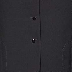 Pre Owned Emporio Armani Black Textured Crepe Button Front Blazer S