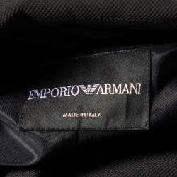 Pre Owned Emporio Armani Black Textured Crepe Button Front Blazer S