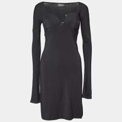 Pre Owned Emporio Armani Black Modal Knit Midi Dress M