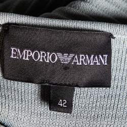 Pre Owned Emporio Armani Light Green Rib Knit Paneled Midi Dress M