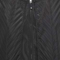 Pre Owned Emporio Armani Black Synthetic Pleated Vest Jacket M