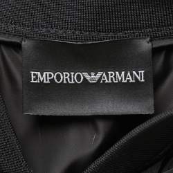 Pre Owned Emporio Armani Black Synthetic Pleated Vest Jacket M