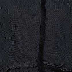 Pre Owned Emporio Armani Black Georgette Ruffle Detail Button Front Jacket M