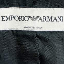 Pre Owned Emporio Armani Black Georgette Ruffle Detail Button Front Jacket M