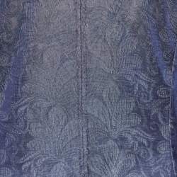 Pre Owned Emporio Armani Navy Blue Perforated Knit Blazer S