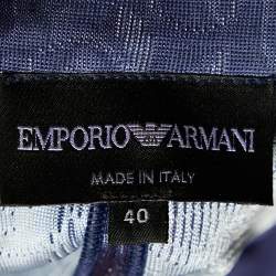 Pre Owned Emporio Armani Navy Blue Perforated Knit Blazer S