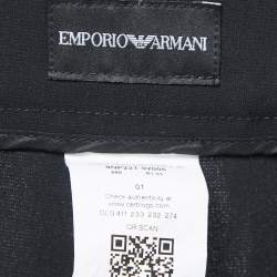 Pre Owned Emporio Armani Black Crepe Straight Fit Pants S