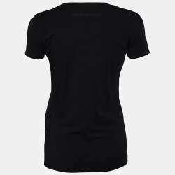 Pre Owned Emporio Armani Black Printed Cotton Knit T-Shirt S