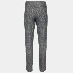 Pre Owned Emporio Armani Black Houndstooth Pattern Wool & Cotton Pants M