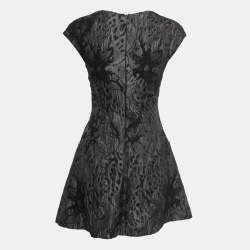 Pre Owned Emporio Armani Black Jacquard Knit Flared Mini Dress S