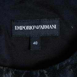 Pre Owned Emporio Armani Black Jacquard Knit Flared Mini Dress S