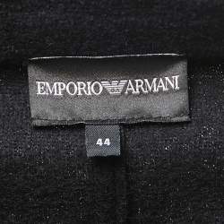 Emporio Armani Black Wool Laser Cut Floral Detail Blazer M