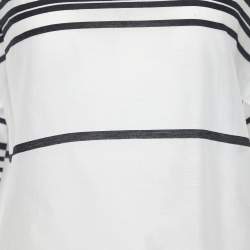 مملوكة مسبقًا Emporio Armani White & Black Striped Linen & Cotton Oversized T-Shirt L