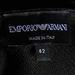 Pre Owned Emporio Armani Wool Knit Fitted Ruffle Hem Dress M