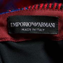 Emporio Armani Red & Blue Jacquard Strapless Mini Dress S