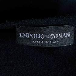 Pre Owned Emporio Armani Black Wool Embellished Neck Detail Sleeveless Peplum Top S