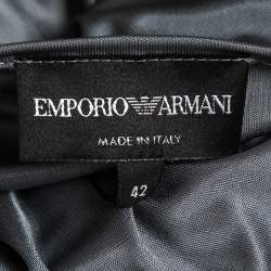 Pre Owned Emporio Armani Grey Jersey Pleat Detail Padded Shoulder Sleeveless Top M