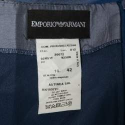 Pre Owned Emporio Armani Blue Printed Silk Mermaid Style Maxi Skirt M