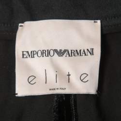 Pre Owned Emporio Armani Black Patterned Velvet Straight Leg Pants M