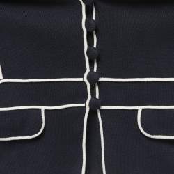 Pre Owned Emporio Armani Midnight Blue Knit Buttoned Jacket S