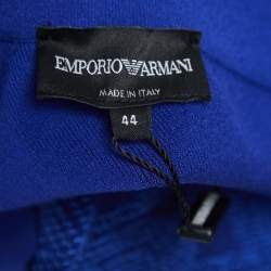 Pre Owned Emporio Armani Blue Knit One Shoulder Top M