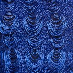 Pre Owned Emporio Armani Blue Knit One Shoulder Top M