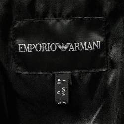 Pre Owned Emporio Armani Black Textured Faux Fur Jacket S