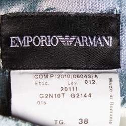 Pre Owned Emporio Armani Blue leaf Jacquard Mini Skirt S