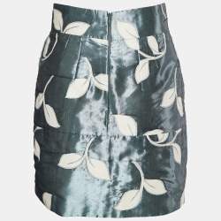 Pre Owned Emporio Armani Blue leaf Jacquard Mini Skirt S
