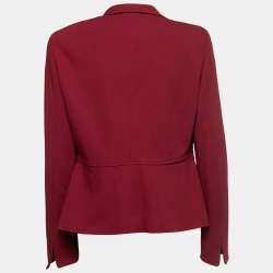 Pre Owned Emporio Armani Red Crepe Single Breasted Blazer XL