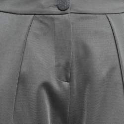 Pre Owned Emporio Armani Grey Knit Front Pleat Wide Leg Trousers S
