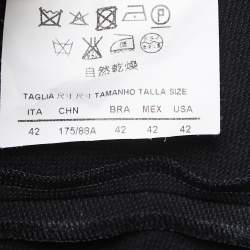 Pre Owned Emporio Armani Black Knit Leaf Neck Short Sleeve Shift Dress M