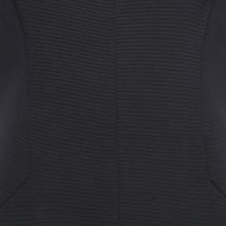 Pre Owned Emporio Armani Black Knit Leaf Neck Short Sleeve Shift Dress M