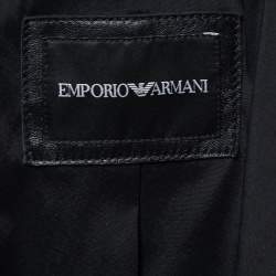 Pre Owned Emporio Armani Black Leather Zip Up Jacket M