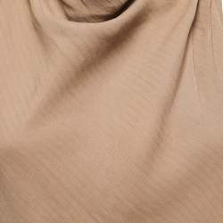 Pre Owned Emporio Armani Brown Buckle Detail Linen Blend Sleeveless Top M