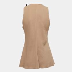 Pre Owned Emporio Armani Brown Buckle Detail Linen Blend Sleeveless Top M
